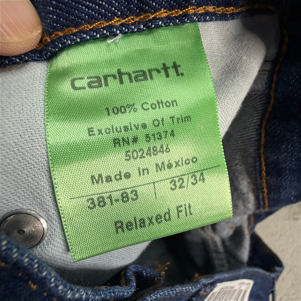 Carhartt Relaxed Fit Jeans Mens 33x33 Dark Wash Denim Workwear Pants 381-83 - Picture 2 of 9